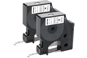 UniPlus 2x Nastro per Etichette Sostituzione di Dymo D1 45013 45013s S0720530 Nastri Etichette per Dymo LM 160 210D 360D 420P 450D 500TS Wireless PnP LP 100 150 200 250 300, 12mm x 7m, Nero su Bianco