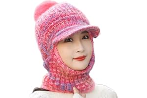 MZSYLK Womens Winter Hat and Neck Warmer Sets Girls Warm Knitted Cap and Scarf Set Thermal Fleece Lined for Outdoor Sports,Winter Gift