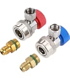 Adattatori Di Conversione R134a Per Aria Condizionata Auto - Set Alta E Bassa Pressione Con Chiusura A Sfera - 5