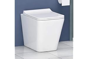 ROYAL BATHROOMS.CO.UK Modern Back to Wall BTW Rimless Pan Power Flush with Slim Soft Close Seat