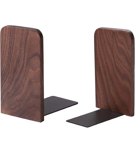Heiqlay boekensteun, boekensteunhouder, zwart walnoot, boekensteunhouder voor planken, antislip boekensteun-organizer, 17 x 13 cm, voor thuis, kantoor (vierkant