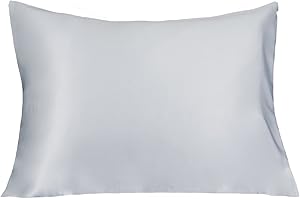 LULUSILK Kissenbezug, 100 % reine Seide, 16 Momme, mit verdecktem Reißverschluss, schont Haut und Haare, 1 Stück 40 x 60 cm Gris Plateado