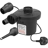 Jsdoin Electric Air Pump, 220V AC/150W 50/60Hz Portable Quick Fill AC Inflator Deflator with 3 Nozzles Pump for Bed Mattress 