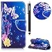 Produktbild HUDDU Bunt Muster Handyhülle Schutzhülle für Samsung Galaxy J5 2017 Duos Hülle Blumen Schmetterling Slim Flip Leder Tasche Wallet Case Cover Ledertasche im Bookstyle mit Kartenfach Magnetverschluss Stand Wrist Strap Brieftasche Etui Handytaschen für Samsung Galaxy J5 2017 J530 Klapphülle Mädchen (Blau)