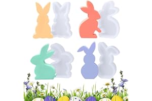 ADLUH Lot de 4 moules en silicone de Pâques en forme de lapin 3D pour Pâques, bricolage, moule à savon de Pâques, moule en silicone mignon pour Pâques, lapin de Pâques, moule en silicone pour plâtre,