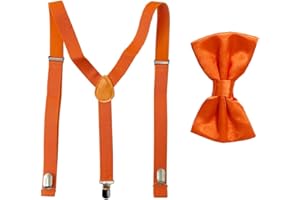 HISUNBEN Bretelles Homme Réglable 3 Clips, Bretelles 2.5 cm de Large en Y pour Hommes/Enfants, Couleur Unie Mens Bretelle Noeud Papillon Set