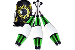 Juggle Dream Euro PRO Jonglierkeulen 3er-Set (Grun) Jonglier Keulen Training Set + Flames N Games Reisetasche! Große Keulenjonglage Set für Kinder & Erwachsene!