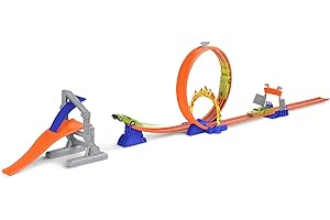 DRIVEN BY BATTAT Driven Turbocharge Car Racing Track Stunt Jump Extreme - with Racing Car, Looping, Fire Ring, Tracks, Ramp - Car Toy Set for Children from 3 Years (16 Pieces)