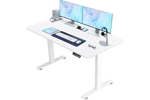 Homall Bureau Assis Debout, Bureau Électrique Réglable en Hauteur140x70(72-116) cm, Panneau à 4 Boutons, Ergonomique avec Fonction mémoire, Blanc
