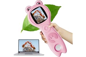 Vorth Microscope for Kids, Portable Digital Microscope with 500X Magnifying Glass, Handheld Camera Mini Pocket Magnification, Educational Christmas Birthday Gifts for Ages 4 5 6 7 8 9 10 11 12, Pink