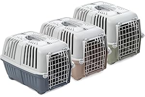 Pet's Market Pratiko Trasportino Gatto Cane Trasporto Rigido Accessorio Viaggio Animali Auto Treno Porta in ferro Chiusura Sicura con Fessure Colori Assortiti (3 Metal 58,5×35,5x40h)
