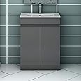 Acezanble 600mm Modern Bathroom Vanity Unit Basin Storage 2 Doors Cabinet Furniture-Grey