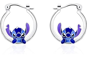 GAUEIOUR Boucles d'oreilles Stitch personnalisées, créatives en forme de goutte d'huile de dessin animé animé, boucles d'oreilles en alliage, bijoux pour fille, cadeaux de vacances (bleu), Zinc