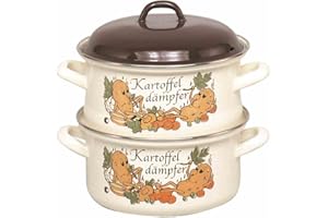 BHGYTEC KRÜGER Kartoffeldämpfer 20cm, 3,5 Liter, Emailliert, mit Kartoffel-Dekor, für alle Herdarten geeignet, inkl. Induktion