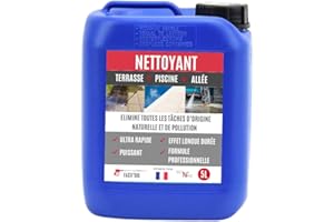 TECH N'FAST Nettoyant terrasse en pierre, en béton, en carrelage. Dégraisse - rénove les sols encrassés par la pollution et élimine les tâches vertes et noires - agit en 40minutes - FastiSol