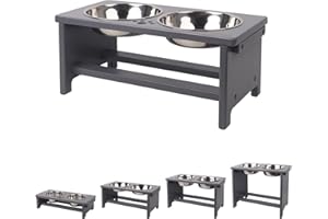 Raised Dog Bowls For Medium Sized Dogs, Dog Bowls With Stand, Dog Feeding Bowls On Stand With 2 Stainless Steel Bowls By Nothing Burger(Grey)
