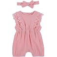 Süßer Sommer-Strampler Für Baby-Mädchen – Pink/Weiß, Mit Schleife & Strass, Perfekt Für Taufe & Geburt