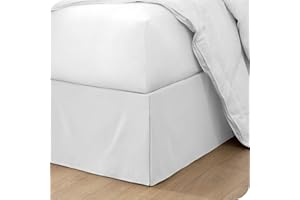 OMIREL Rivestimento per Giroletto Matrimoniale Vestiletto Matrimoniale Coprirete Singolo Gonna da Letto Plissettata in Poliestere Mantovana Giroletto,Bianca,90 * 200+35cm