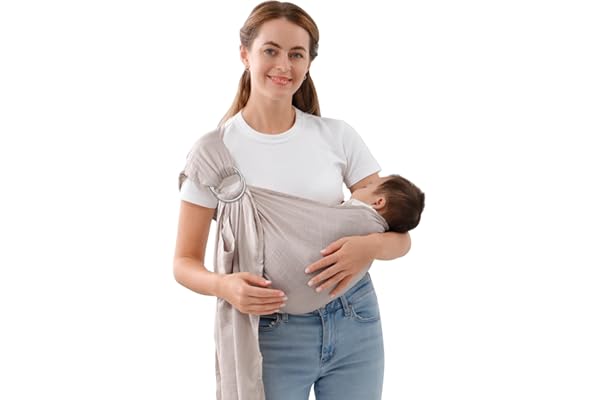 vrbabies Écharpe de transport pour bébé, porte-bébé nouveau-né à tout-petit, léger et respirant pour l'été, la natation, la piscine, la plage, poitrine avant grise (25,4 à 13,6 kg)
