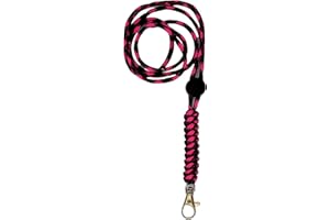 DOGCATZ Tough Paracord Neck Lanyard for Dog Whistles & Clickers, ID, Keys, Braided Knot (Pink/Black)