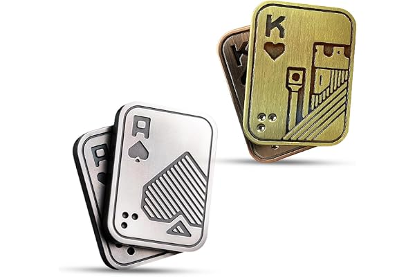 Hojalis Métal Poke Fidget Slider, 2 pcs Curseur de Poker en Métal,Métal Poke Fidget Slider EDC pour Adultes TDAH Autisme Anxiété Soulagement du Stress Magnétique Décompression Haptique