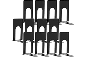 NUANGOO 6 Pares Sujetalibros,Sujeta Libros,Sujeta Libros estanteria,Adecuado para la Escuela, la Biblioteca, el hogar, la Oficina, sujetalibros Antideslizante (negro/12 uds.)