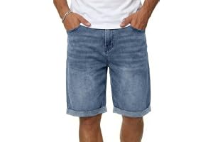 Runcati Jeans shorts herr regular fit korta byxor män sommar stretch bermudashorts denim enfärgad bomull fritidsbyxor