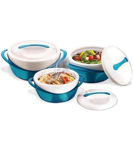 Set Da 3 Casseruole Termiche Pinnacle Con Coperchio – 3/2/1 Qt – Scaldavivande In Acciaio Inox Per Zuppe E Insalate – Regalo Per Mamma