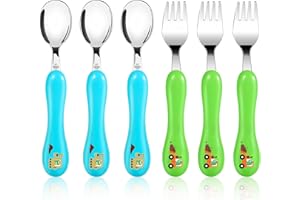Lehoo Castle Toddler Fork and Spoon Set, 6pcs Stainless Steel Children's Cutlery Kids Cutlery Flatware, Incudes3 x Spoons, 3 x Forks (No Knives