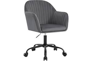 ‎WOLTU WOLTU Schreibtischstuhl, Bürostuhl ergonomisch, Homeoffice Stuhl höhenverstellbar, Schminkstuhl mit Armlehnen, Drehstuhl mit Rollen, Samt Stuhl Metallrahmen, 150 kg belastbar, Dunkelgrau