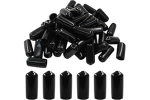 Cjueiom 120pcs Black Rubber End Caps, 9.5mm / 3/8 inch ID Round Rubber Protectors, Vinyl Bolt Covers for Screws, Tubes, Cables, Wires, Cyling