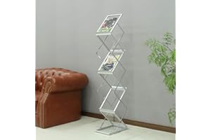 Loywe Prospektständer 6 Ebenen Faltbar, Plexiglas mit Aluminum Rahmen, mit Tragtasche, Prospekthalter Katalogständer Flyerständer Infoständer LW3524