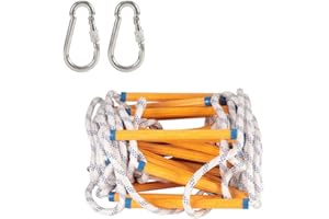 EGTink Echelle de Cordes 10M, Échelles de Secours Incendie avec 2 Crochet, Ignifuge et Résistant Charge 200 kg pour Adultes Enfants