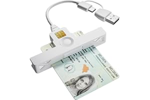 BAWANFA PRO 2-IN-1 Mini Lecteur Carte Identité Belge de Type-C & USB-A, Plug & Play Lecteur Carte Belge Fold Prend en Charge les Cartes à Digital Signature/CAC/Carte D'identité à Puce/Banque IC/eID/Carte de Santé