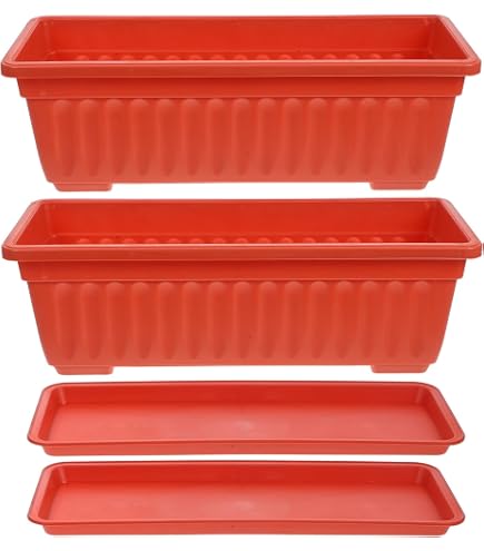 Kingrol Confezione da 16 vassoi rettangolari per piante, trasparenti, per interni, in plastica spessa, per davanzali delle finestre, per vasi da fiori
