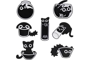 WHCCTL Emaliowane szpilki do przypinania, 7 sztuk, urocza emalia zwierzęca, broszka do kurtek, zabawnych kotów, emaliowana broszka, urocza przypinka, emaliowana przypinka, przypinka do kurtek, kapeluszy, No,