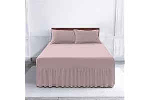 GC GAVENO CAVAILIA Non Iron Valance Sheets King Size, Percale Hotel Quality Frilled Valance Fitted Sheet, Soft Polycotton & Breathable Plain Dyed Valance Sheet, Pink