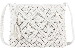SUKUTU Women’s Handwoven Crossbody Purse Summer Beach Straw Messenger Bag Woven Cotton Handmade Shoulder Handbag