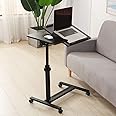XICEN Over Bed Table with Wheels Adjustable Rolling Laptop Table Overbed Desk Tray Table Sofa Chair Side Table (Black)