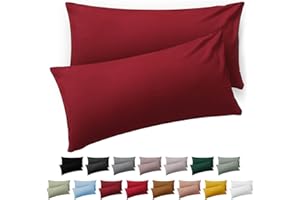 ‎BLUMTAL Blumtal Kissenbezug 40 x 80 cm - 2er Set Kissenbezüge, Aurora Red, Kopfkissenbezug aus weichem Mikrofaser - waschbare Kissenhülle, Oeko-TEX Zertifiziert - für Kissen 40x80 cm