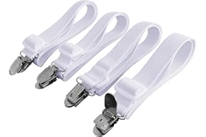 ‎BEEDSOOTH Beedsooth 4 Stück Bettlakenspanner verstellbar(60-200cm), Elastische betttuchspanner, Spanner für Bettlaken, Lakenspanner mit Metallklammern für Bettlaken, Bügelbrett, Matratze oder Sofa, Weiß