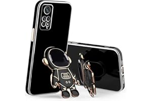 Wousunly Compatible con funda Xiaomi Redmi Note 12 Pro 4G silicona TPU antigolpes, funda Redmi Note 12 Pro 4G con soporte astronauta 3D fino anti-arañazos Case (negro)