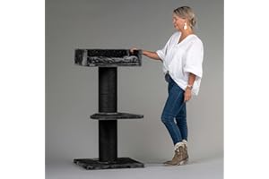 Arbre à chat géant grand chat XXL Maine Coon Lounge Blackline Gris foncé 25 kg et sisal troncs Ø 20 cm pour les chats grands et lourds. Produit de qualité RHRQuality