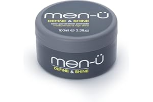 men-ü DEFINE & SHINE 100ml – Hair pomade for men w/medium hold and high shine. Helps tone down grey hair - Mens hair products, 100ml styling puck.