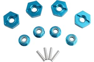 GDOOL 12mm Wheel Hex Hubs Drive Adapter 5mm Thick & Flange M4 Lock Nuts Aluminum for Redcat Axial HSP Waltoys Himoto RC Truck Model Car Upgrade Parts (Blue)