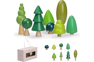 OESSUF Paquete de 8 Juguetes de Árbol de Madera para Niños, Árboles de Varios Tamaños, Decoración Rústica del Bosque para Decoración del Hogar y Guardería, Juguetes Montessori para Niños y Niñas