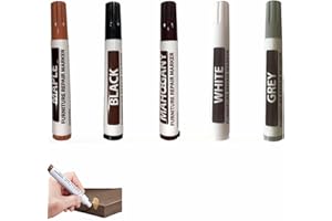 RAKIUTY Kit De Réparation De Bois,Feutre Retouche Bois,Kit Réparation Parquet, 5 Pièces Marqueurs de Restauration pour Meubles,Stylo Retouche Meuble,pour Taches,Rayures,Sols,Tables