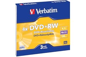 ‎VERBATIM Verbatim DVD+RW Blanks 4 x 4.7 GB Scratch Resistant