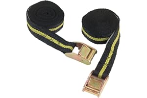 KERBL WORKS Kerbl Klemmschlossgurt – Schwarz/Gelb 2,5 m (Maße 25 mm x 2,5 m, Zugkraft 250 kg) 37109