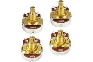 FLEOR 4 pièces pleine taille A250K B250K potentiomètre guitare tonalité contrôle du Volume Pots L18mm cuivre plaqué or Long arbre fendu